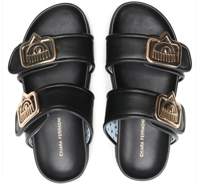 Black slip on sandals