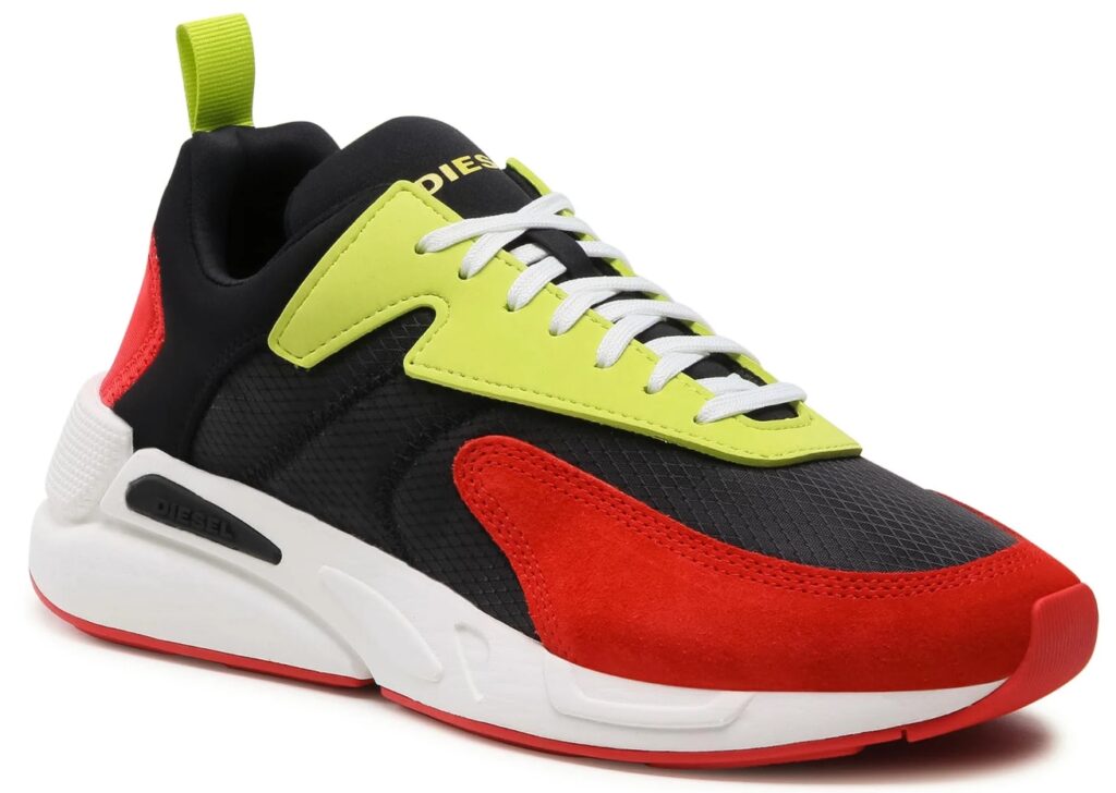 men's green, red and black sneakers