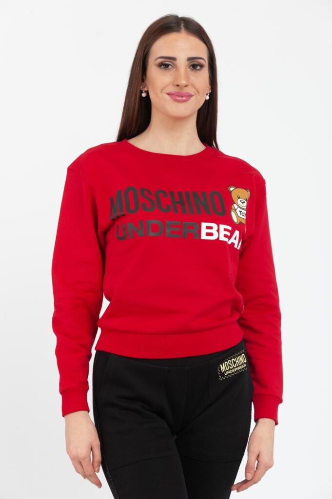 women's red graphic pullover sweatshirt