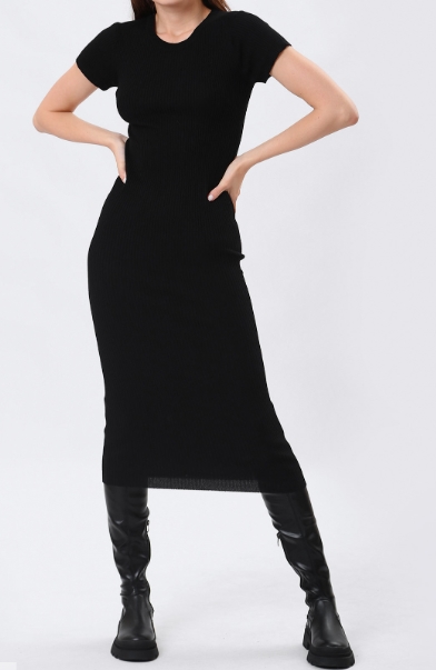 women's long black dress