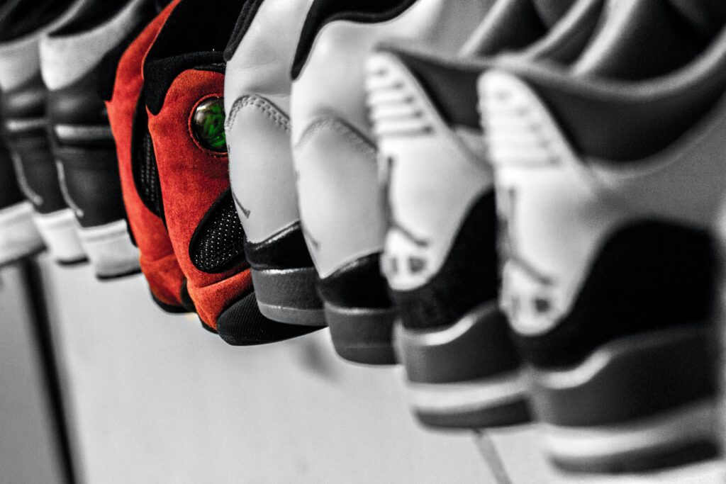 sneakers lined up